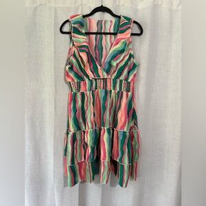 Brand new boutique Abstract Printed Sleeveless Ruffle Dress